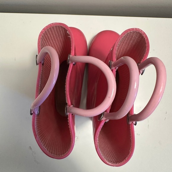 Toddler Pink Rain Boots with Handles Size 6 Rubber Waterproof Cute - Picture 5 of 6